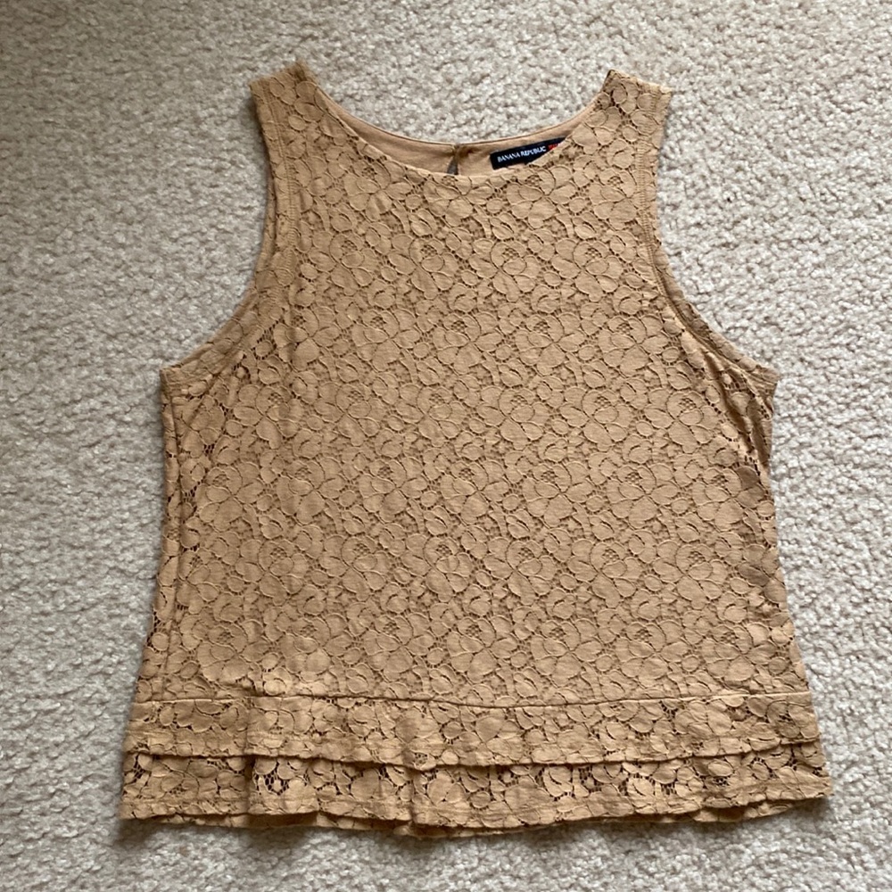 Banana Republic MadMen Collection lacey tan top